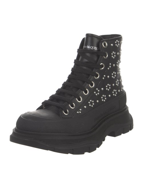 Alexander McQueen Leather Patterned Combat Boots