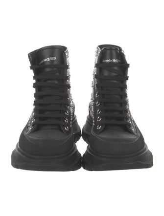 Alexander McQueen Leather Patterned Combat Boots