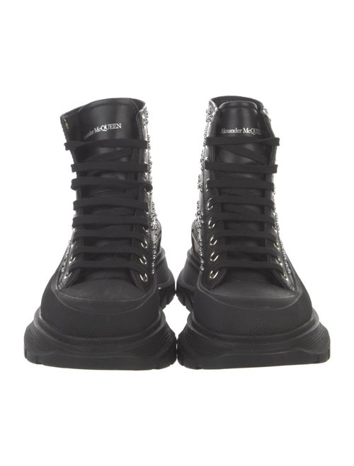 Alexander McQueen Leather Patterned Combat Boots