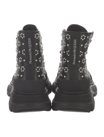 Alexander McQueen Leather Patterned Combat Boots