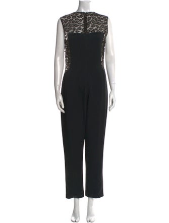 Alexander McQueen Lace Pattern Crew Neck Jumpsuit