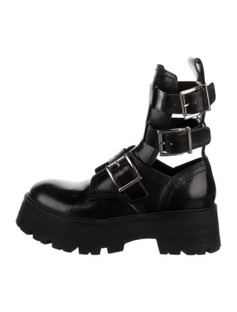 Alexander McQueen Leather Cutout Accent Combat Boots
