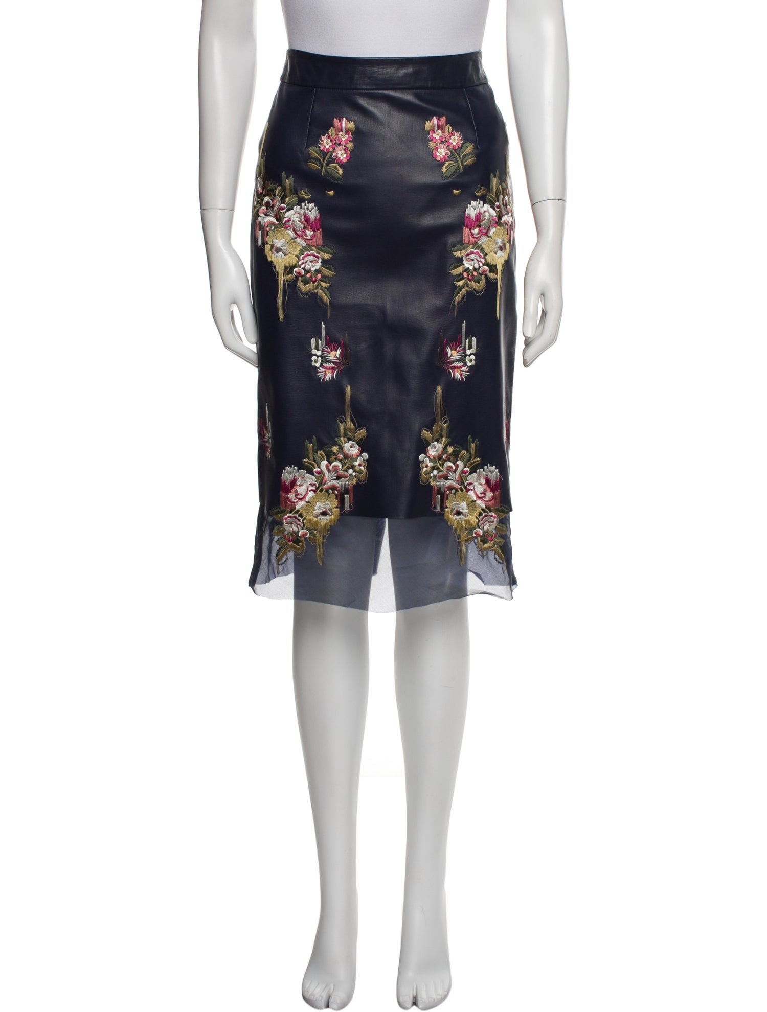 Alexander McQueen Lamb Leather Knee-Length Skirt