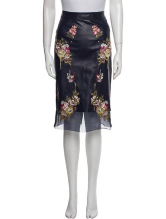 Alexander McQueen Lamb Leather Knee-Length Skirt