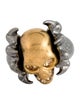 Alexander McQueen Crystal Two-Tone Skull Punk Cocktail Ring