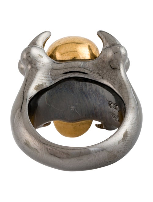 Alexander McQueen Crystal Two-Tone Skull Punk Cocktail Ring