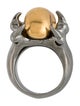 Alexander McQueen Crystal Two-Tone Skull Punk Cocktail Ring