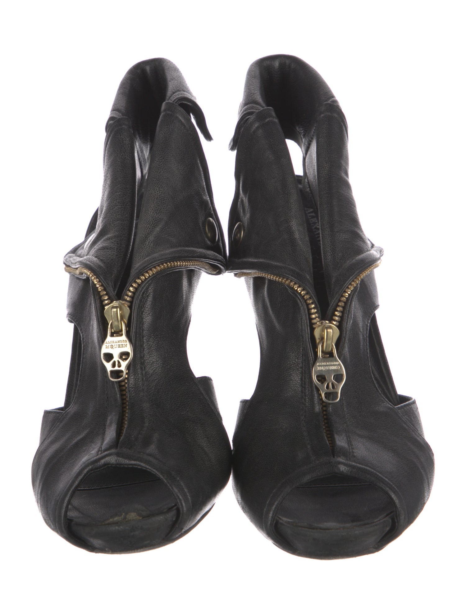 Alexander McQueen Skull Leather Slingback Sandals