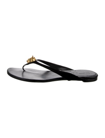 Alexander McQueen Skull Leather Flip Flops
