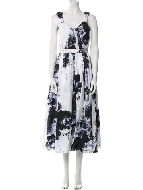 Alexander McQueen Floral Print Midi Length Dress