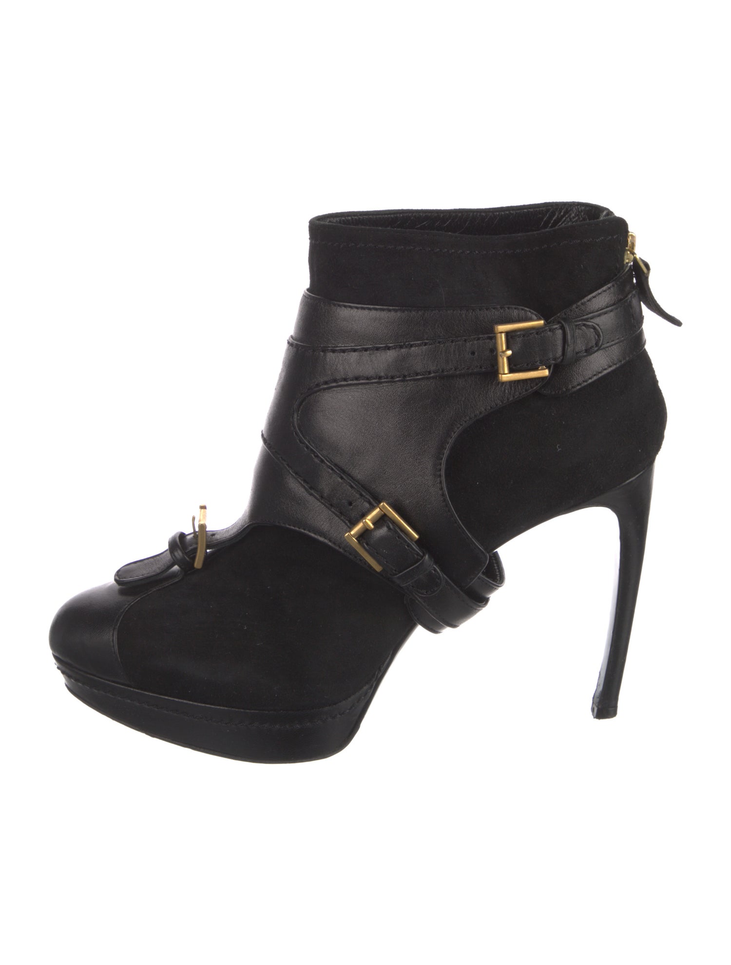 Alexander McQueen Suede Leather Trim Embellishment Boots