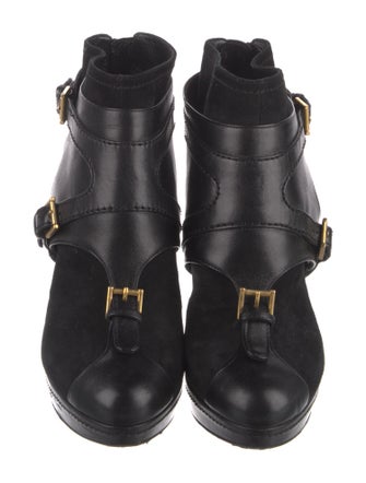 Alexander McQueen Suede Leather Trim Embellishment Boots