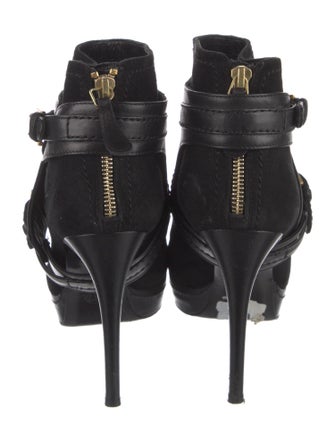 Alexander McQueen Suede Leather Trim Embellishment Boots