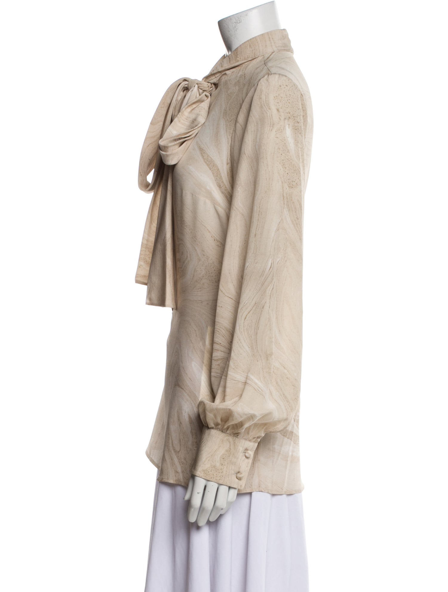 Alexander McQueen Silk Tie Neck Button-Up Top w/ Tags