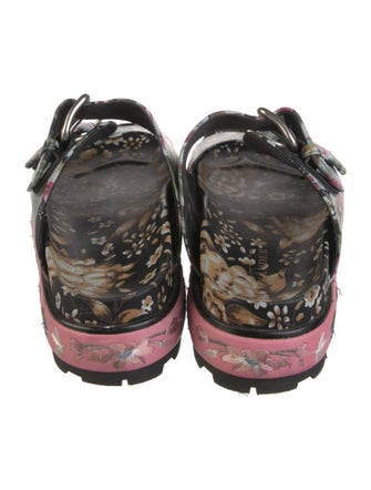 Alexander McQueen Leather Floral Print Slides
