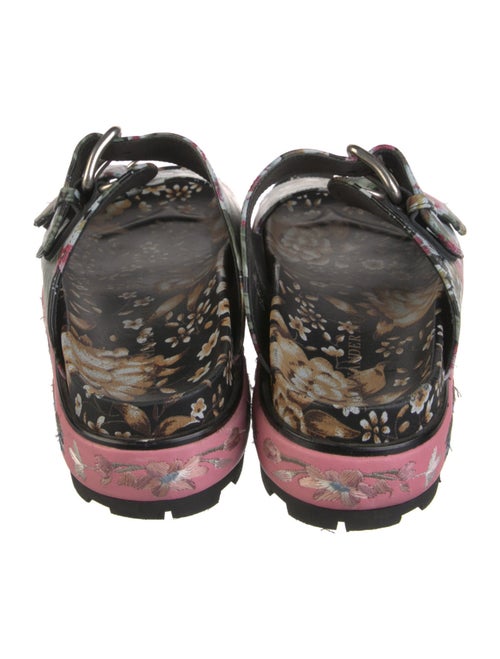 Alexander McQueen Leather Floral Print Slides