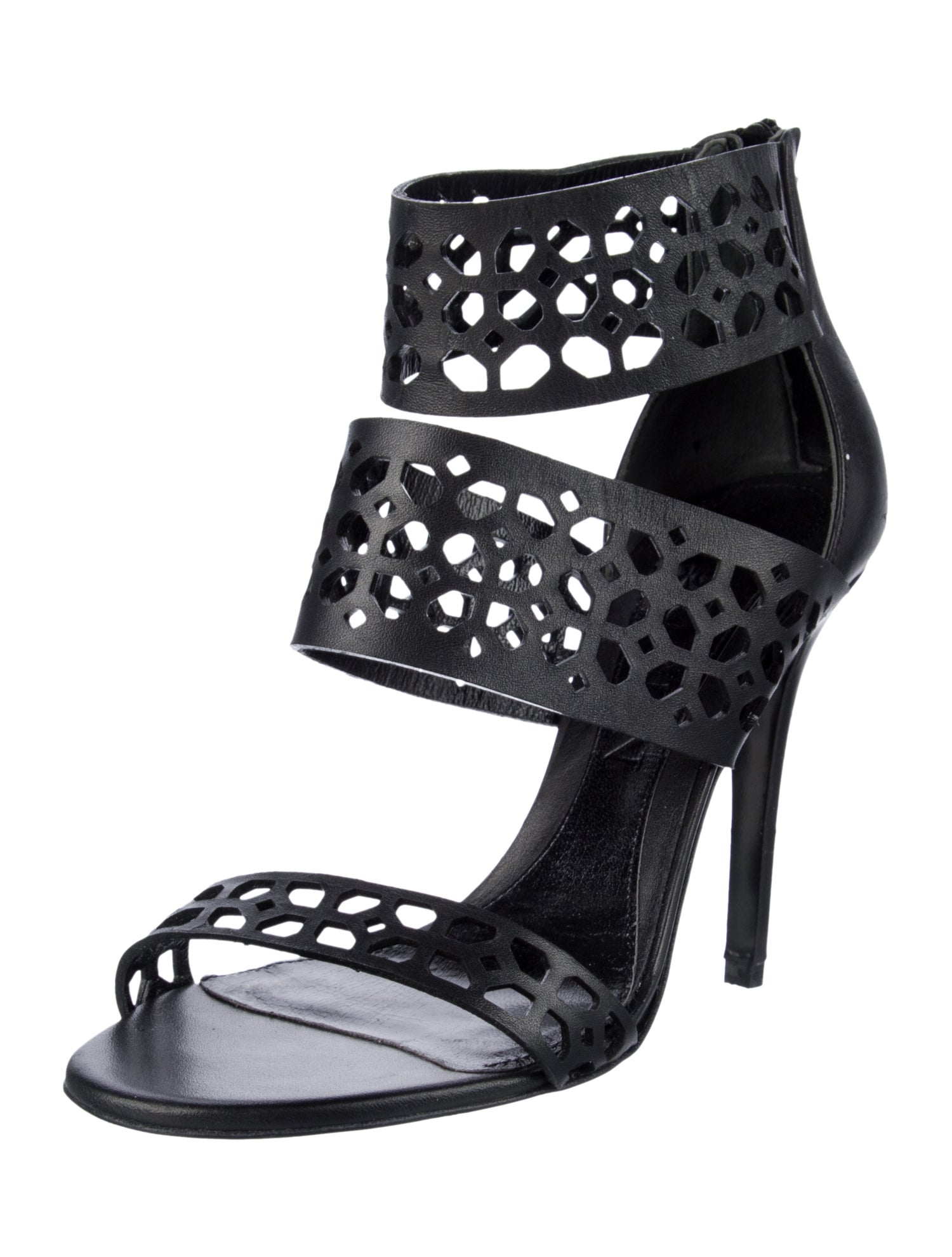 Alexander McQueen Leather Lasercut Accents Sandals