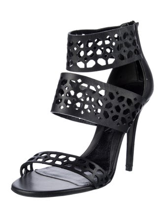 Alexander McQueen Leather Lasercut Accents Sandals