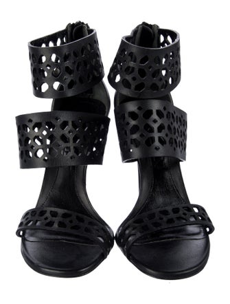 Alexander McQueen Leather Lasercut Accents Sandals