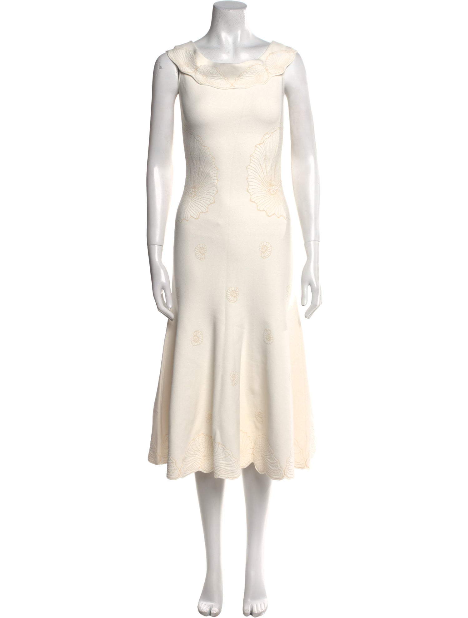 Alexander McQueen Scoop Neck Midi Length Dress