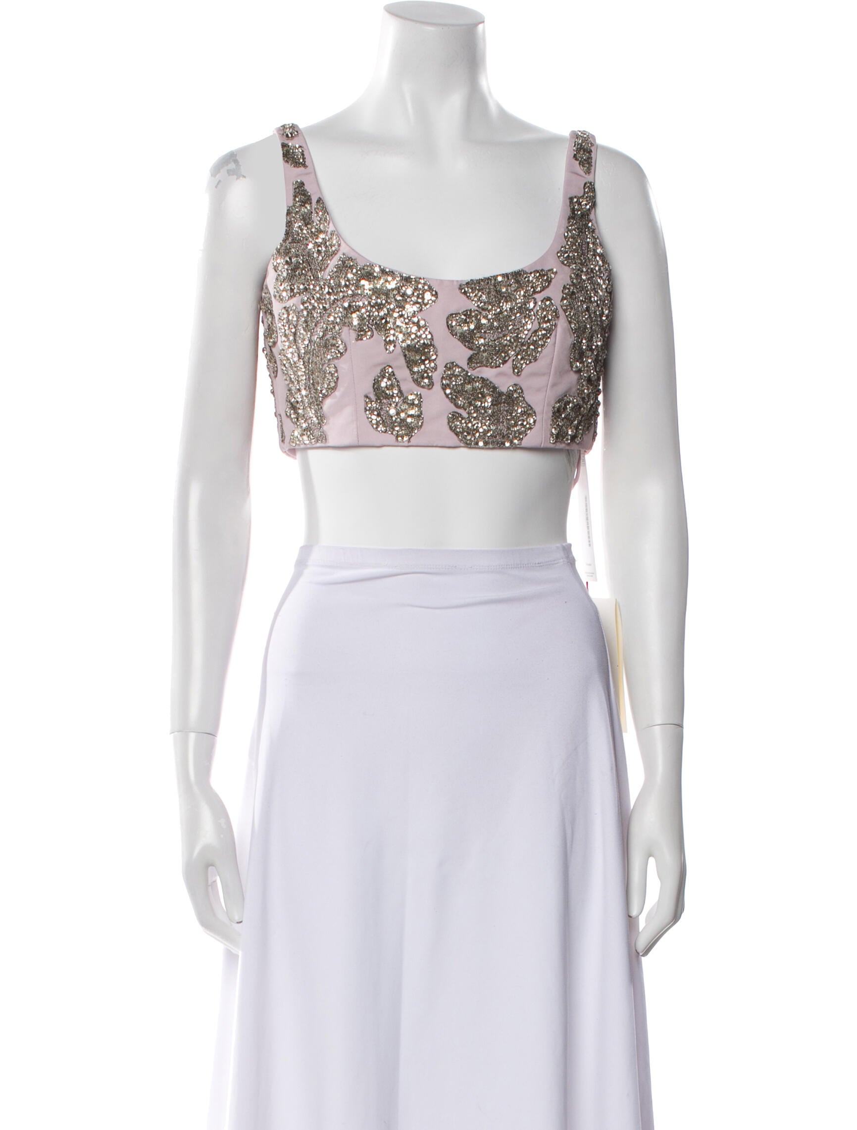 Alexander McQueen Patterned Square Neckline Crop Top