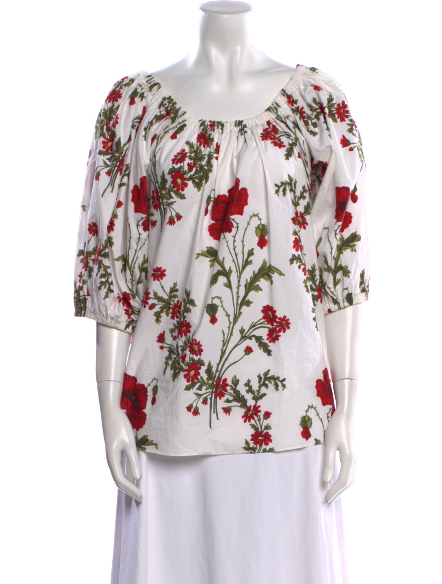 Alexander McQueen Floral Print Scoop Neck Blouse
