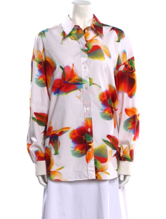 Alexander McQueen Printed Long Sleeve Button-Up Top