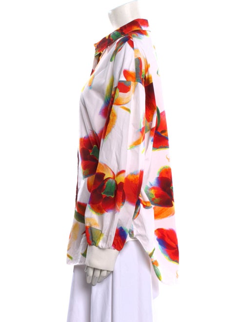 Alexander McQueen Printed Long Sleeve Button-Up Top