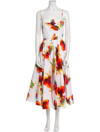 Alexander McQueen Floral Print Midi Length Dress