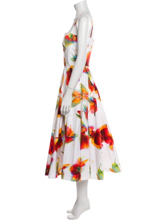 Alexander McQueen Floral Print Midi Length Dress