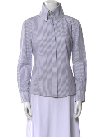 Alexander McQueen Striped Long Sleeve Button-Up Top