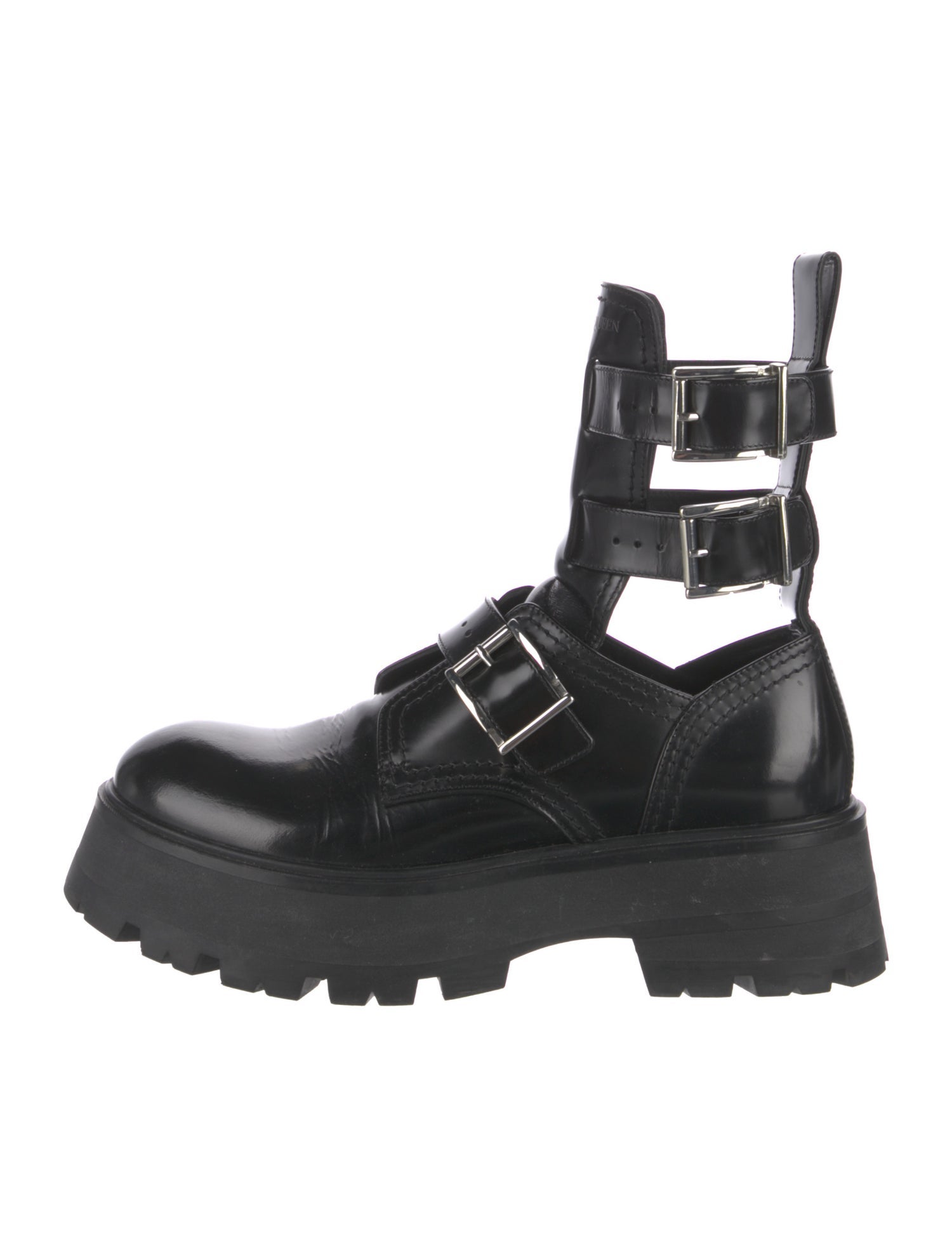 Alexander McQueen Leather Cutout Accent Combat Boots
