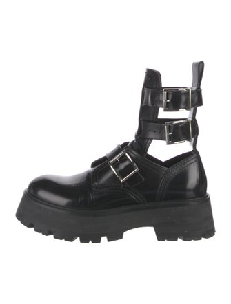 Alexander McQueen Leather Cutout Accent Combat Boots