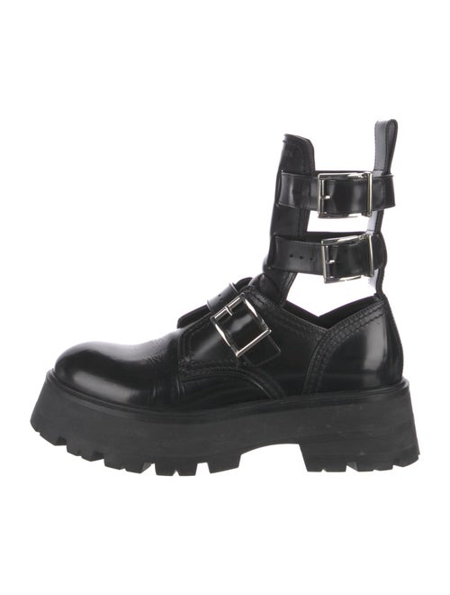 Alexander McQueen Leather Cutout Accent Combat Boots