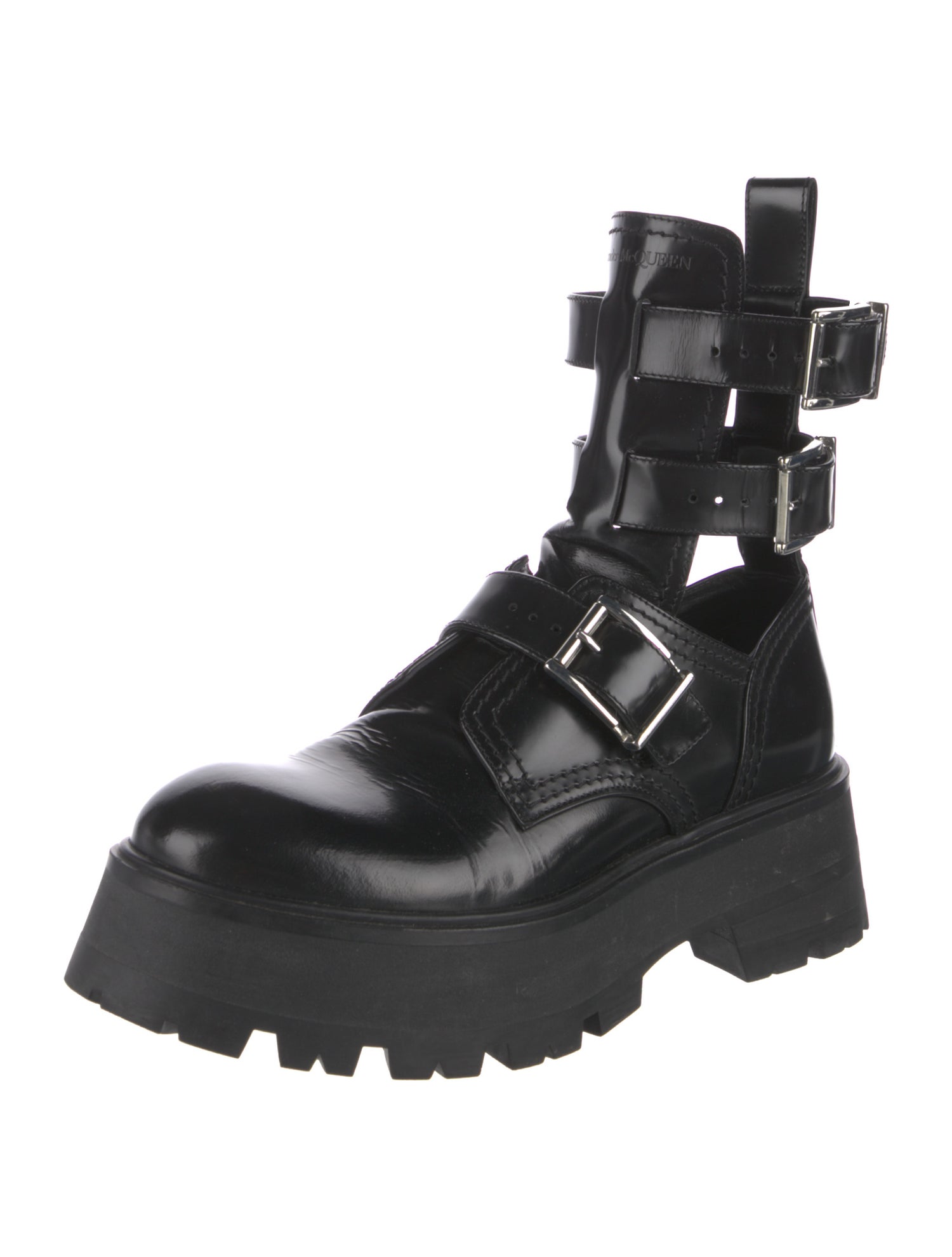 Alexander McQueen Leather Cutout Accent Combat Boots