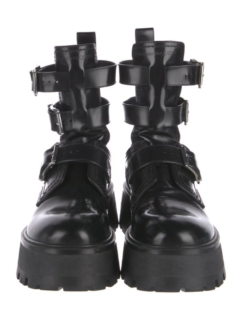 Alexander McQueen Leather Cutout Accent Combat Boots