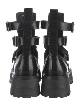 Alexander McQueen Leather Cutout Accent Combat Boots