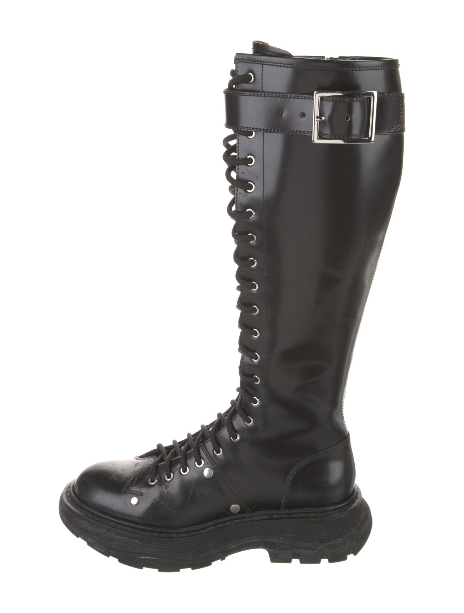 Alexander McQueen Leather Lace-Up Boots