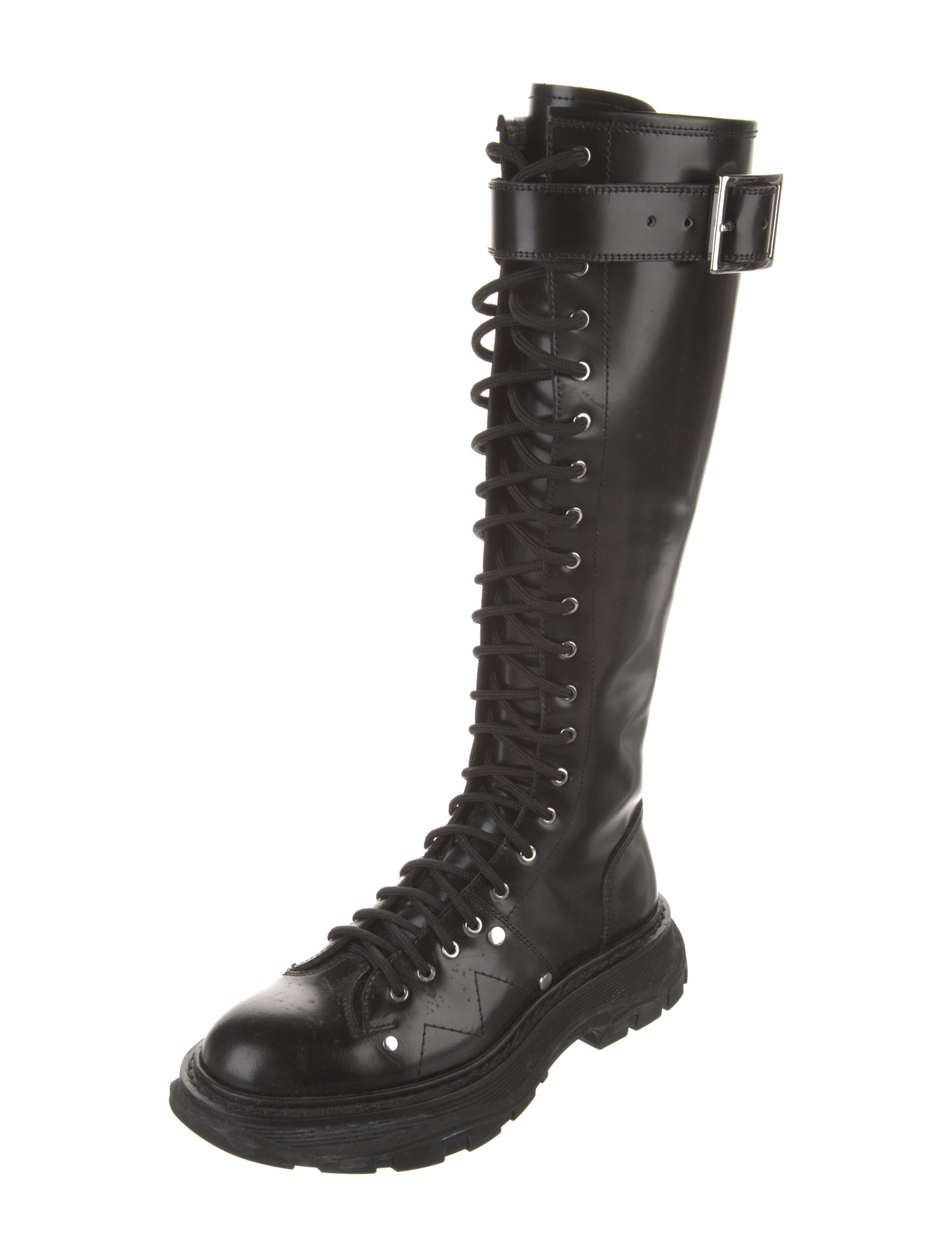 Alexander McQueen Leather Lace-Up Boots