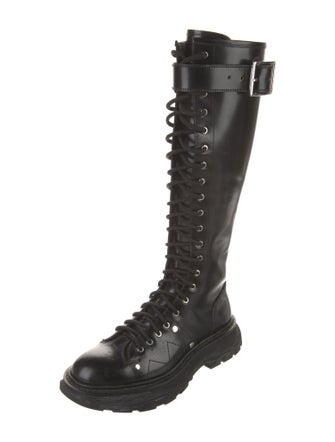 Alexander McQueen Leather Lace-Up Boots