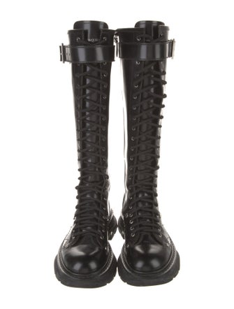 Alexander McQueen Leather Lace-Up Boots