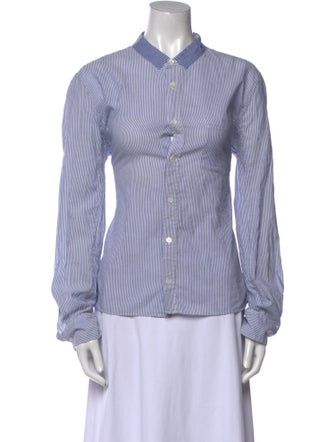 Alexander McQueen Striped Long Sleeve Button-Up Top