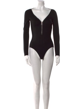 Alexander McQueen V-Neck Long Sleeve Bodysuit