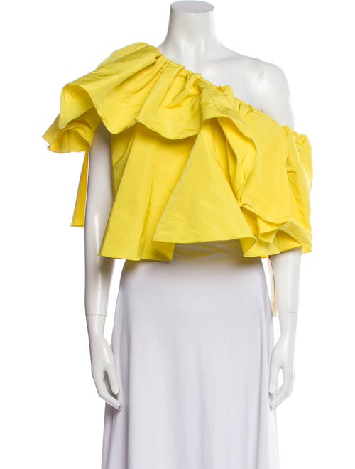 Alexander McQueen Asymmetrical Three-Quarter Sleeve Crop Top