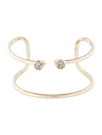 Alexander McQueen Crystal Thin Double Skull Cuff Bracelet
