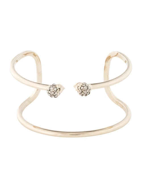 Alexander McQueen Crystal Thin Double Skull Cuff Bracelet