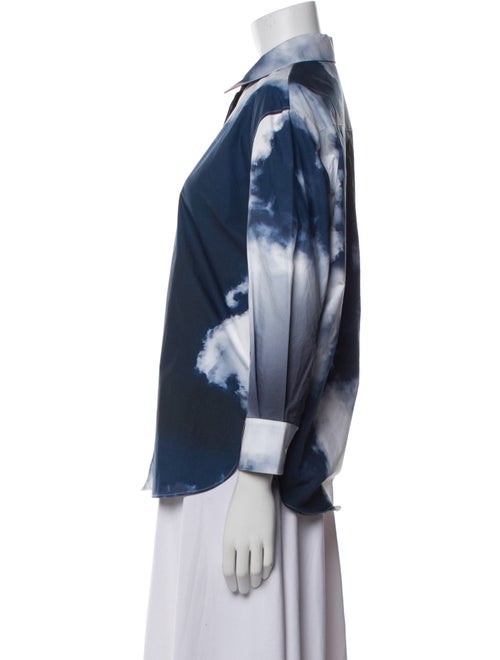 Alexander McQueen Tie-Dye Print Long Sleeve Button-Up Top
