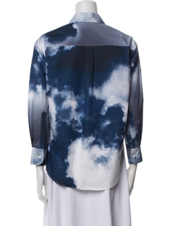 Alexander McQueen Tie-Dye Print Long Sleeve Button-Up Top