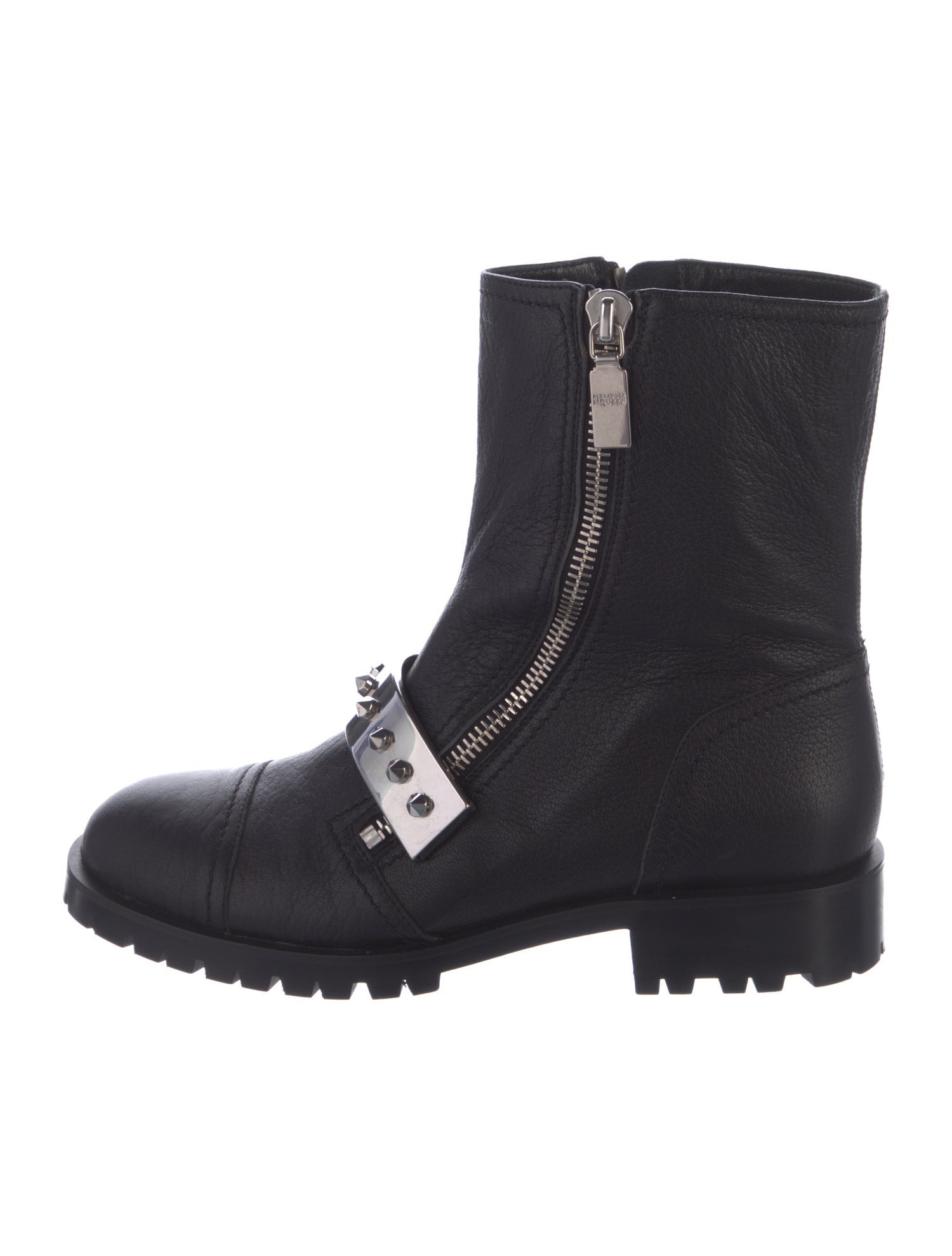 Alexander McQueen Spike Accents Leather Combat Boots