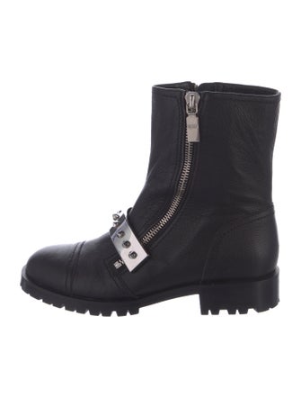 Alexander McQueen Spike Accents Leather Combat Boots